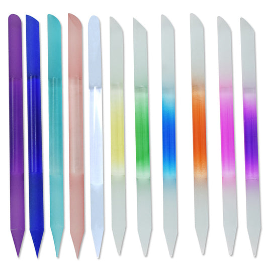 Full-color Cylindrical Glass Nail File Manicure Implement Manicure Household Double-headed Nail-free