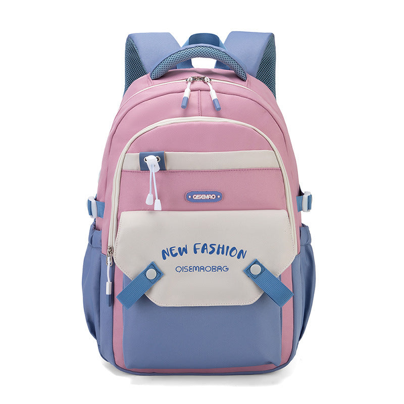 Vibrant Contrast Schoolbag for Girls – Stylish & Waterproof New Student Schoolbag Colorful Contrast | Ectron Online