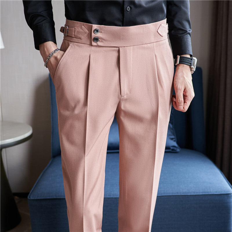 Men's High-Waist Casual & Slim Fit Trousers High Waist Casual Slim Fit Suit Pants | Ectron Online