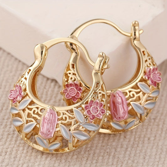 Vintage Bohemian Style Copper Earrings Floral