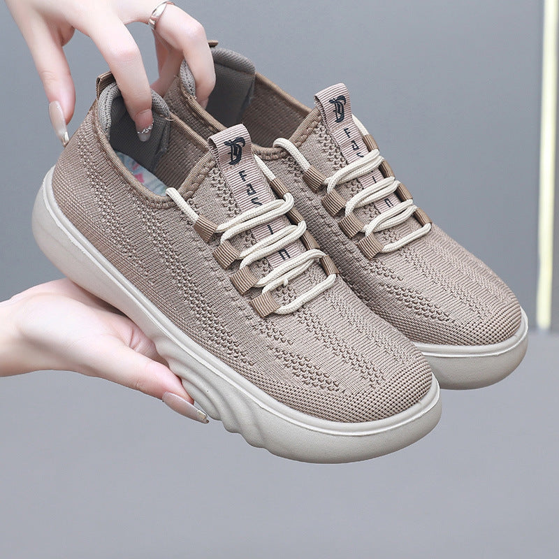 Spring And Autumn Old Beijing Cloth Shoes Women Casual Mom Shoes Knit Breathable Pumps