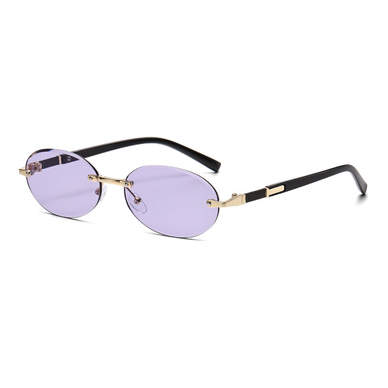 Frameless Oval Sunglasses – Minimalist UV400 Fashion Shades Trimming Oval Frame Sunglasses Frameless | Ectron Online