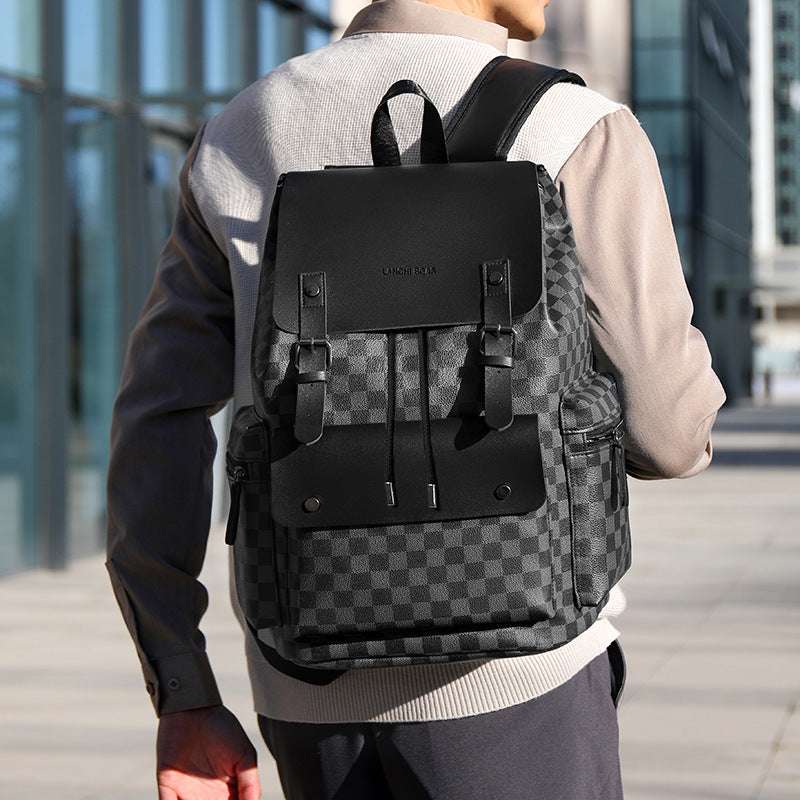 Office Worker Backpack | Plaid & Casual Backpack Men's Plaid Commute Leisure Off | Ectron Online