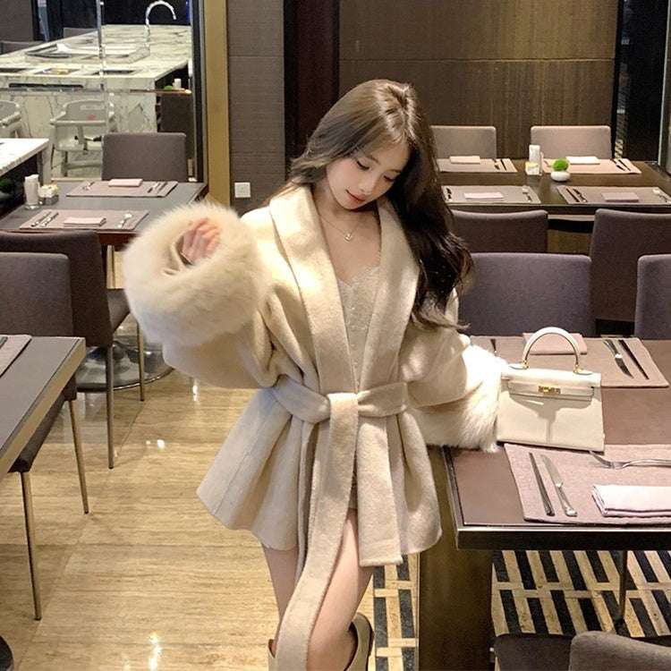 Plus Size French Elegant Woolen Overcoat