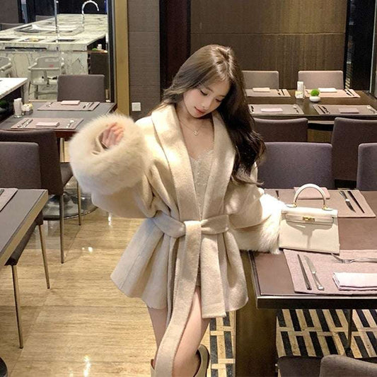 Plus Size French Elegant Woolen Overcoat