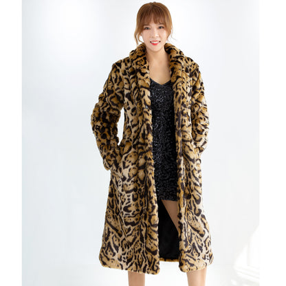 Plus Size Leopard Faux Mink Coat | Long Fleece Winter Fur Jacket Plus Size Leopard Fur Coat Long Faux Min | Ectron Online