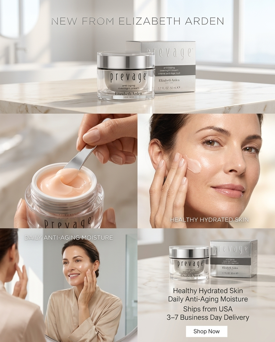 Prevage anti-aging cream jar and box with hand scooping a thick cream
