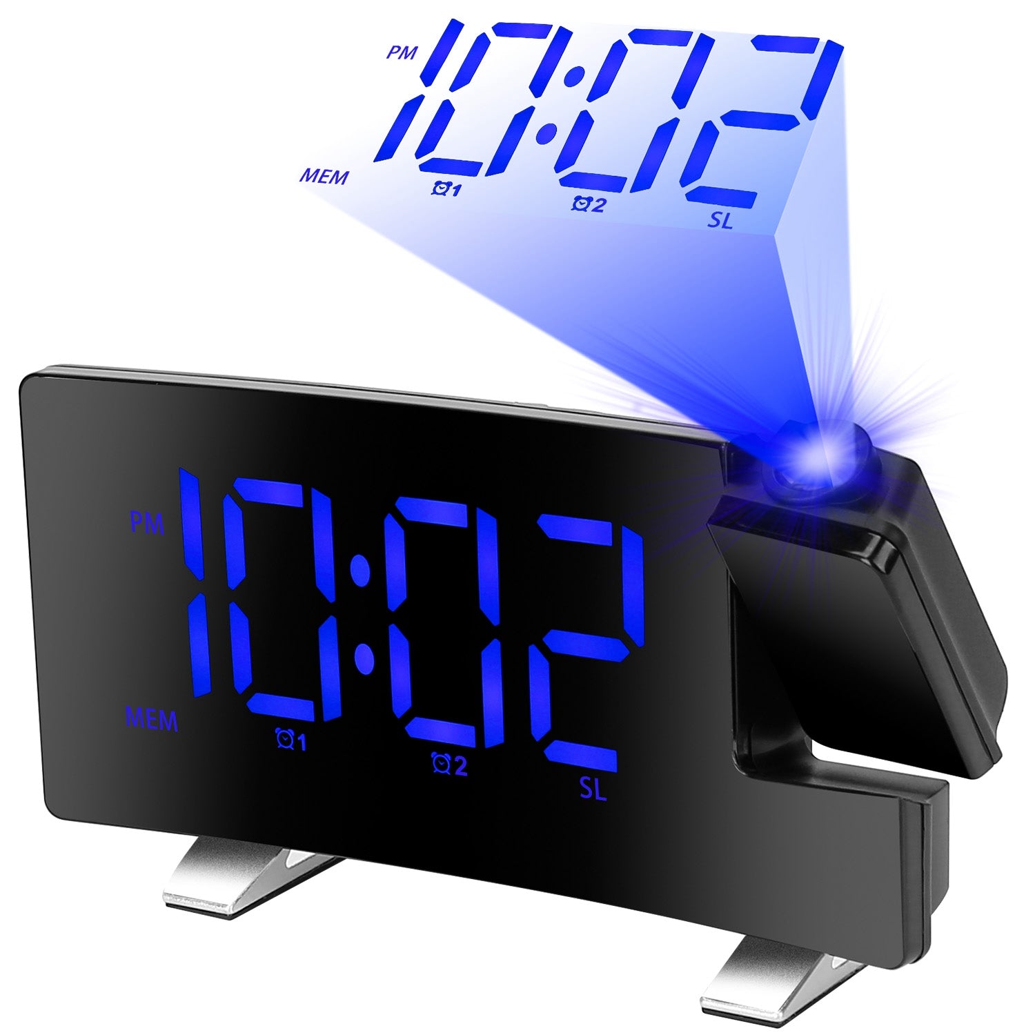 Projection Alarm Clock with Radio | 180° Rotatable LED Digital Clock