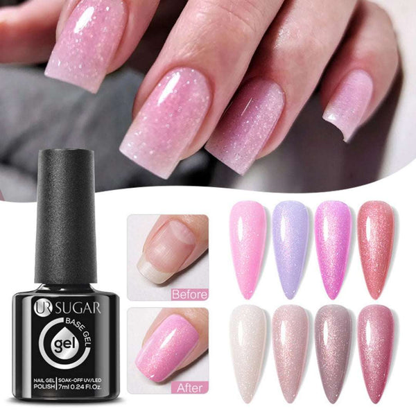 Reinforced Long-Lasting Glitter Gel Polish & No-File Base Coat