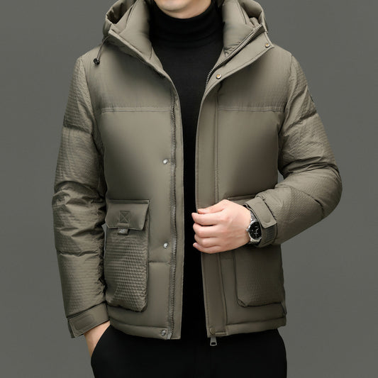Short Casual Hooded White Duck Down Winter Jacket