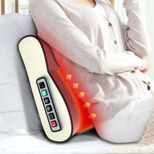 Cordless heating waist massager belt with red heat mesh and control panel