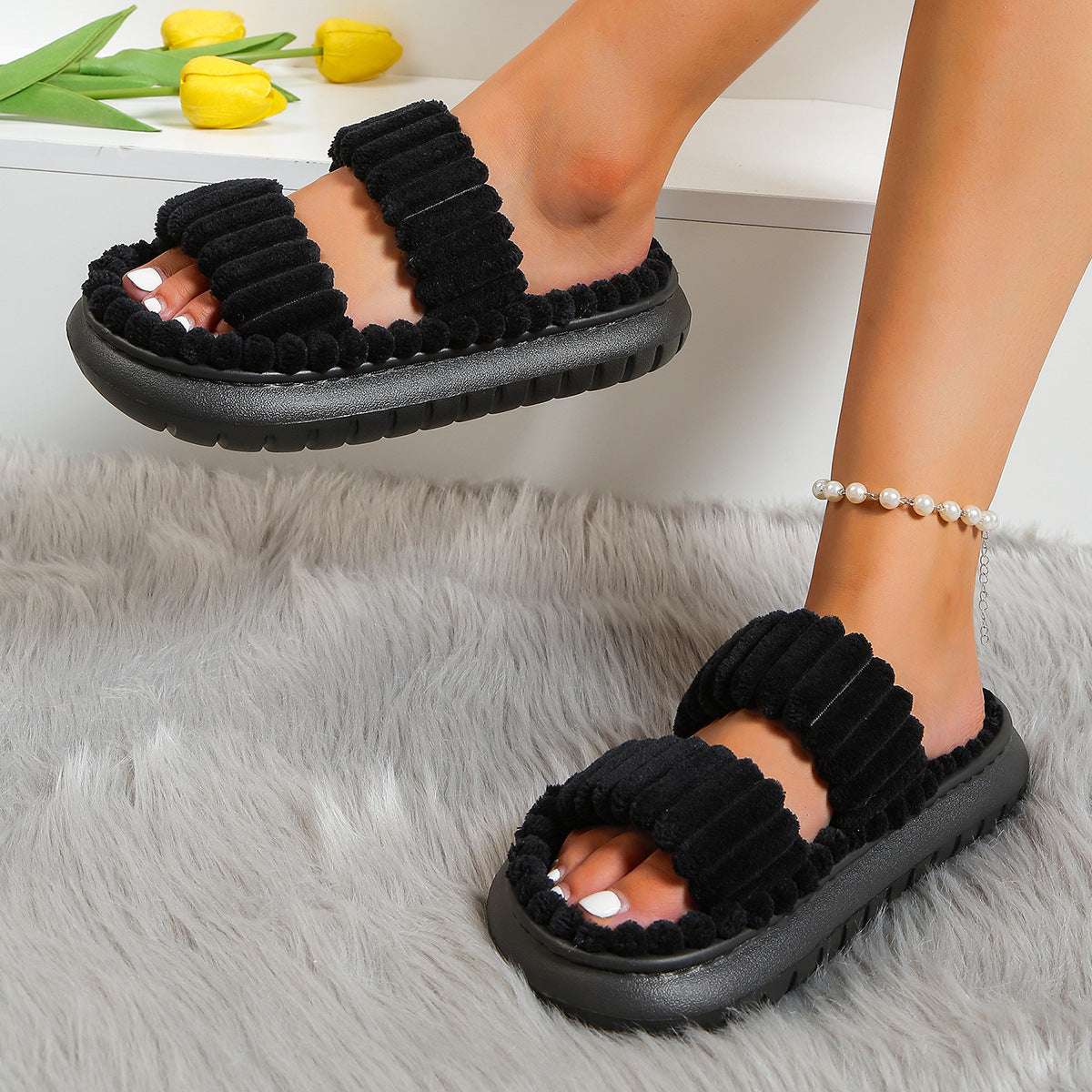 Soft & Comfortable Lamb Wool Cotton Slippers for Women Soft And Comfortable Lamb Wool Women's C | Ectron Online