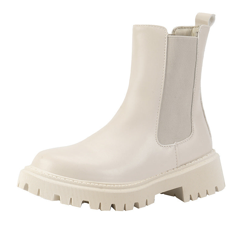 White Chelsea boot on a white background