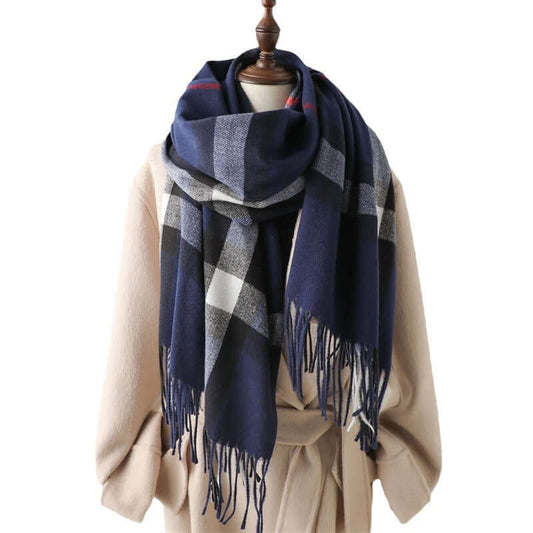 Unisex Cashmere-Like Plaid Warm Shawl Scarf