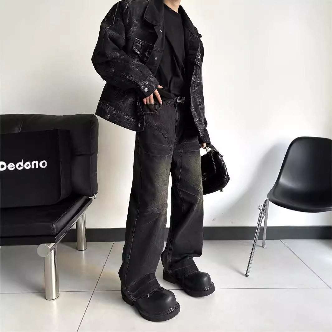 Washed Black Straight Jeans