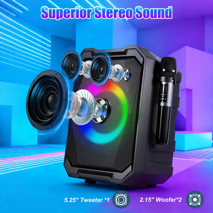 Wireless Party Speaker with 2 Mics | TWS Bass & LED Bluetooth Speaker 1Pc Portable Wireless Party Speaker With | Ectron Online