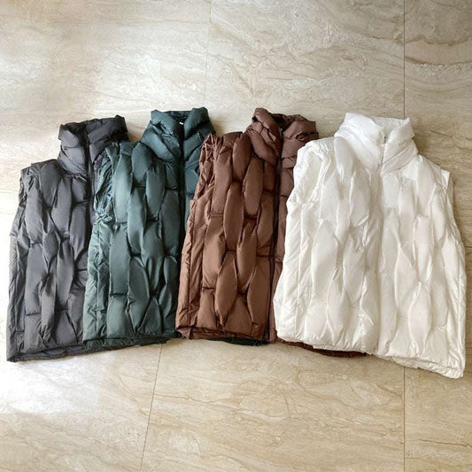 Women's Stand Collar Down Vest - Fried Street Style

