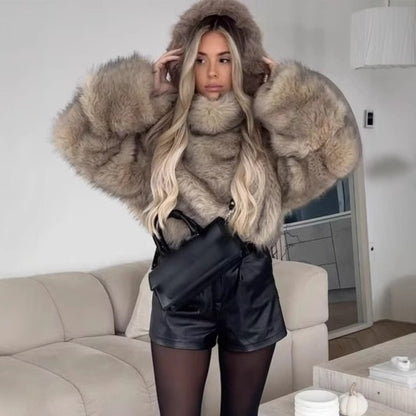 Women's Baggy Artificial Fur Coat | Oversized Faux Fur Jacket Women's Artificial Fur Fashion Baggy Coa | Ectron Online