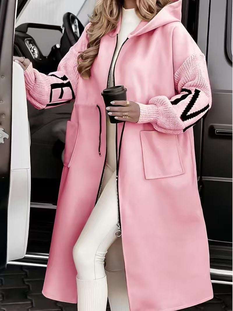 Women's Casual Long Hooded Splicing Coat European And American Fashion Women's We | Ectron Online
