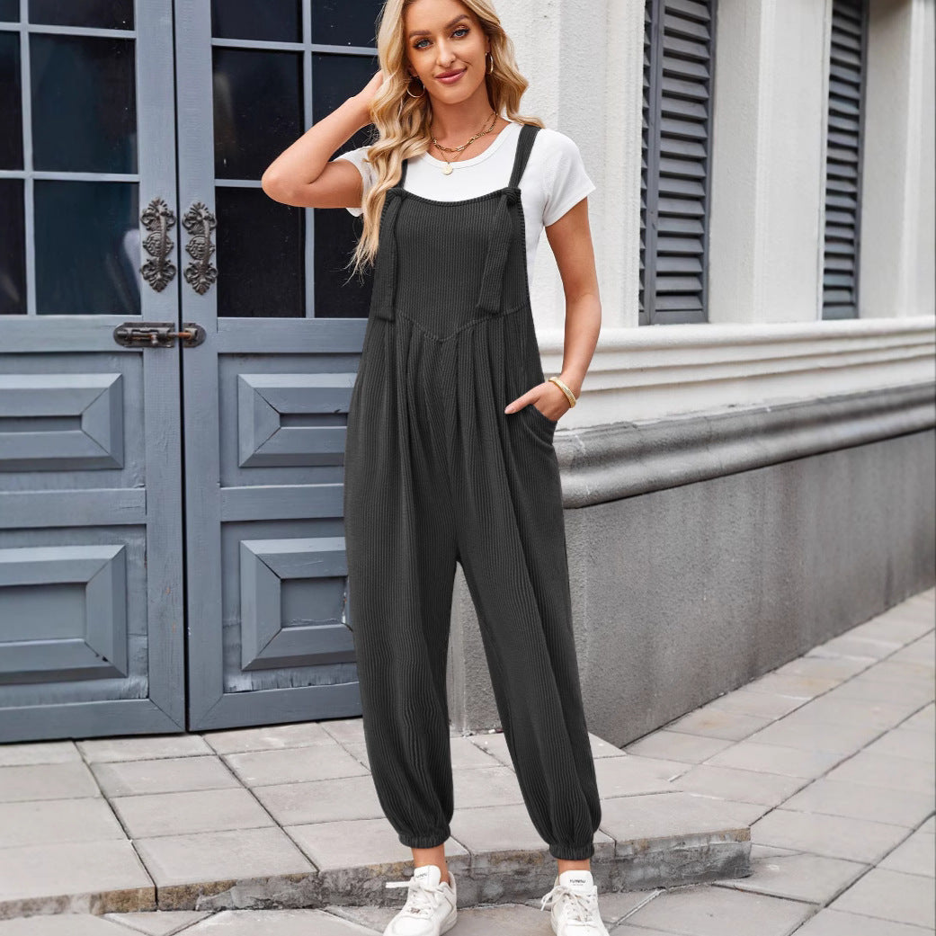 Women's Casual Long Jumpsuit | Comfortable Pocketed One-Piece Women's Casual Pocket Long Jumpsuit | Ectron Online