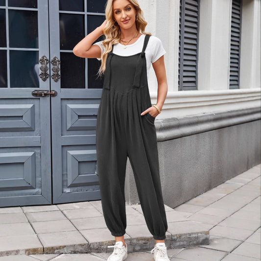 Women's Casual Long Jumpsuit | Comfortable Pocketed One-Piece Women's Casual Pocket Long Jumpsuit | Ectron Online