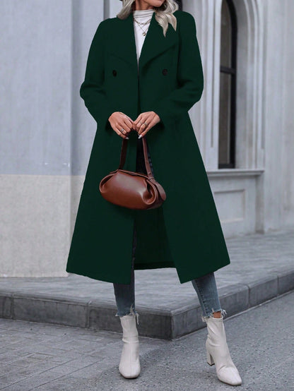Women's Double-Breasted Long Coat | Elegant Faux Wool Commute Coat Autumn And Winter Long Coat For Women, M | Ectron Online