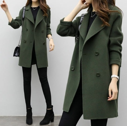 Women's Double-Breasted Slim Fit Coat | Elegant New Winter Overcoat Double row new coat women's slim fit | Ectron Online