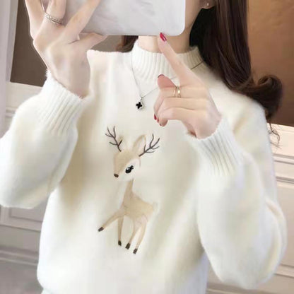 Women's Imitation Mink Mock Neck Sweater | Soft Thickened Knit Top Imitation Mink Mock Neck Sweater Women's | Ectron Online