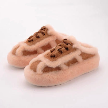 Women's Lamb Wool Half Slippers – Thick Sole Outerwear Style Outerwear Lamb Wool Thick Sole Half Slip | Ectron Online