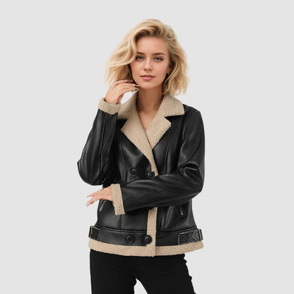 Women's Leather Coat with Fleece Lining