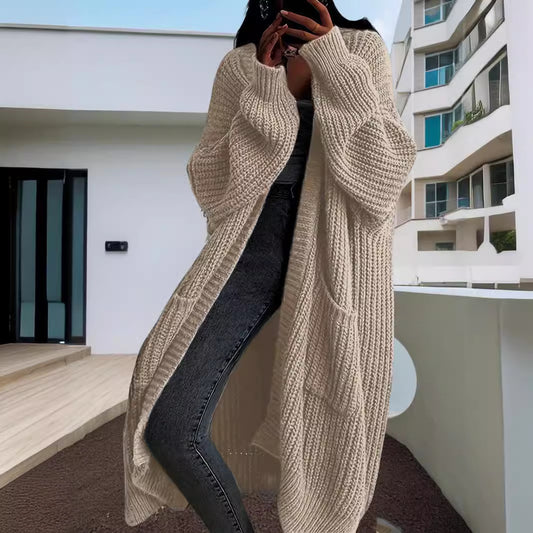 Women's Long Knitted Cardigan | Loose All-Matching Winter Sweater