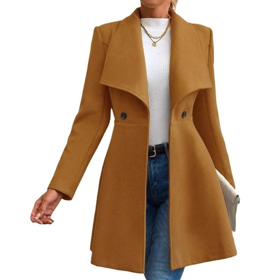 Women's Coat Slim Fit Long Fashion Lapel