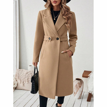 Women's Notch Lapel Trench Coat | Mid-Long Casual & Formal Jacket Women's Notch Lapel Trench Coat, Single | Ectron Online