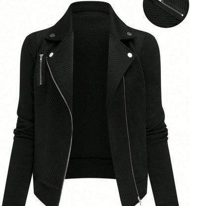 Women's Slim Fit Oblique Zipper Jacket | Casual Moto Style Coat Women's Oblique Zipper Fastener Decorati | Ectron Online