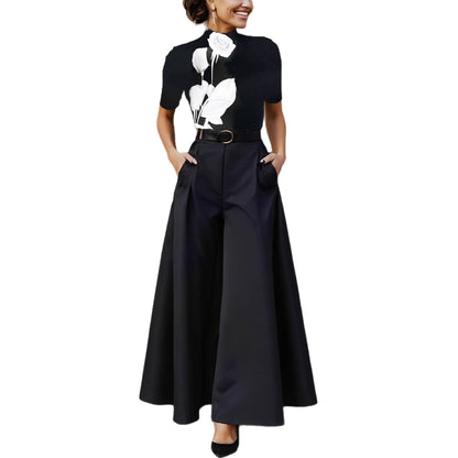 Women's Solid Color Wide-Leg Pants | Minimalist No-Belt Trousers Cities Solid Color Wide-leg Pants No Bel | Ectron Online