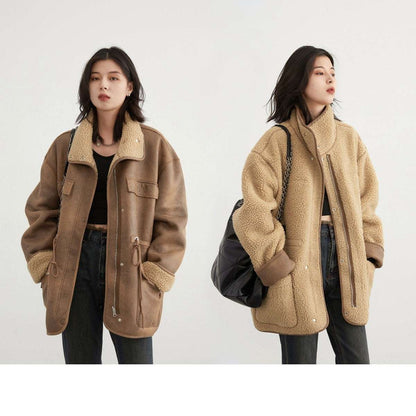 Women's Suede Lamb Wool Motorcycle Jacket Women's Motorcycle Clothing Suede Lamb W | Ectron Online