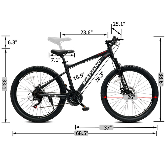 KIAPALNO 26" All-Terrain Mountain Bike - 21-Speed Disc Brake MTB A26317 KIAPALNO 26 Inch All-Terrain Moun | Ectron Online
