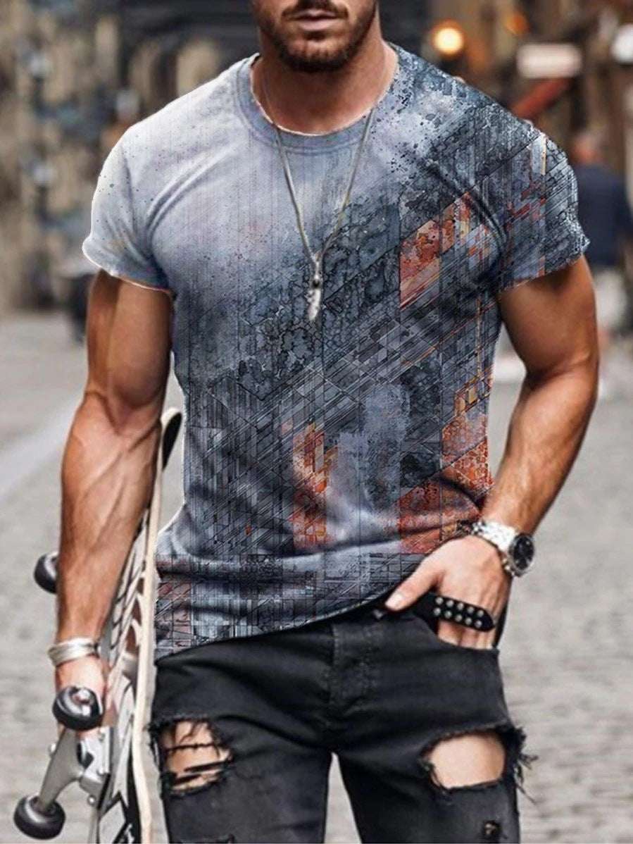 Digital Printed Round Neck T-Shirt – Short Sleeve Casual Tee Digital Printed Short-sleeved Round Neck | Ectron Online