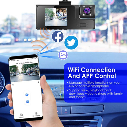 3-Channel WiFi Dash Cam - 1080P Front 1Pc WiFi FHD 1080P Car Dash Cam 3 Channe | Ectron Online