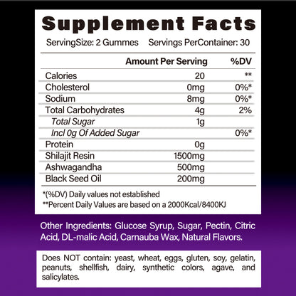 BSYS 8-in-1 Shilajit Gummies (60 Count) - Natural Vitality & Energy Boost BSYS SHILAJIT GUMMIES 60'S | Ectron Online