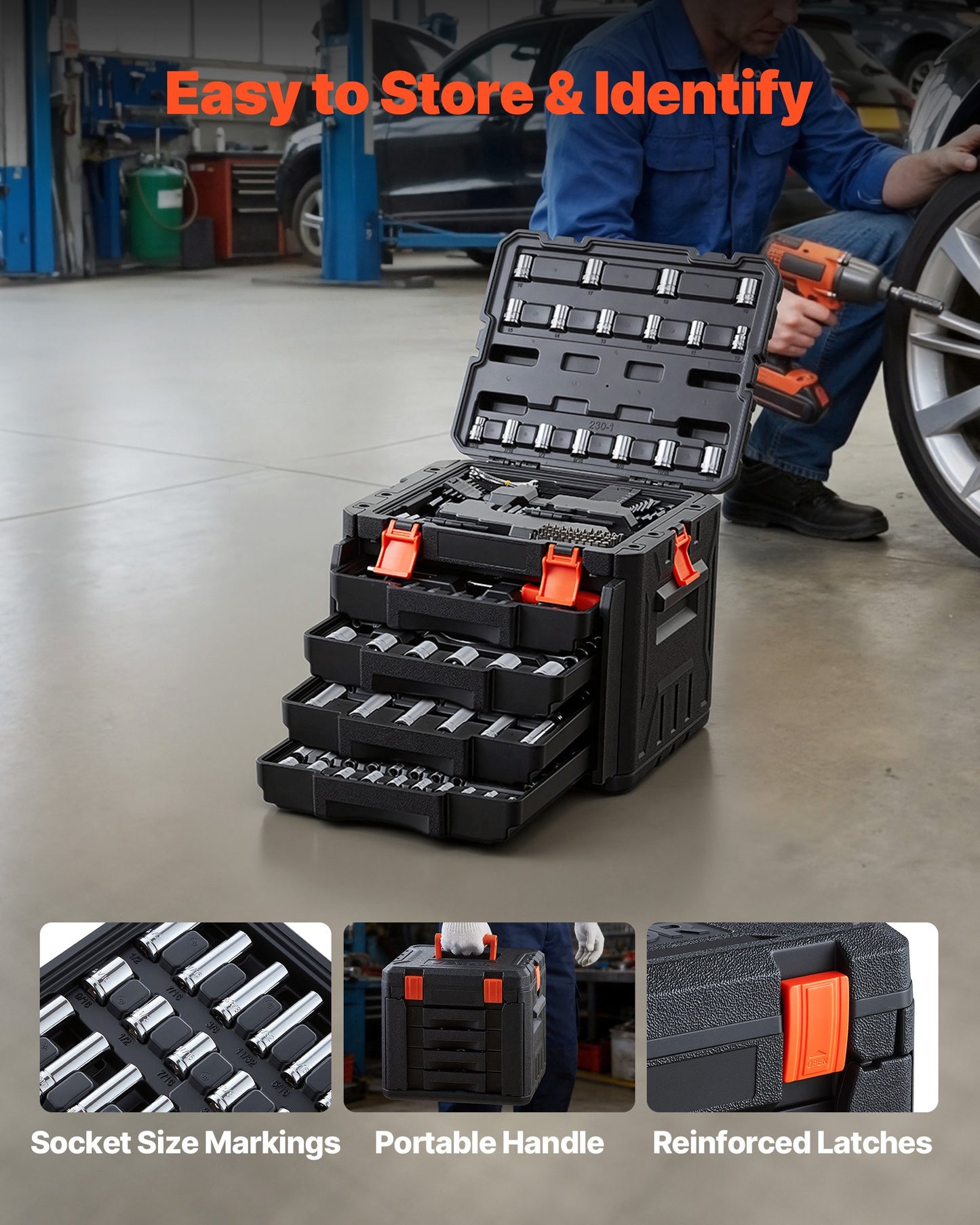 230-Piece Mechanics Tool Set | SAE & Metric Socket & Wrench Kit