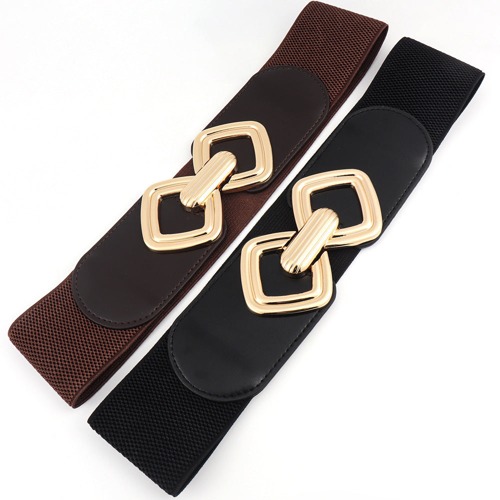 Elastic Waistband Women's Wide Waist Seal Decoration