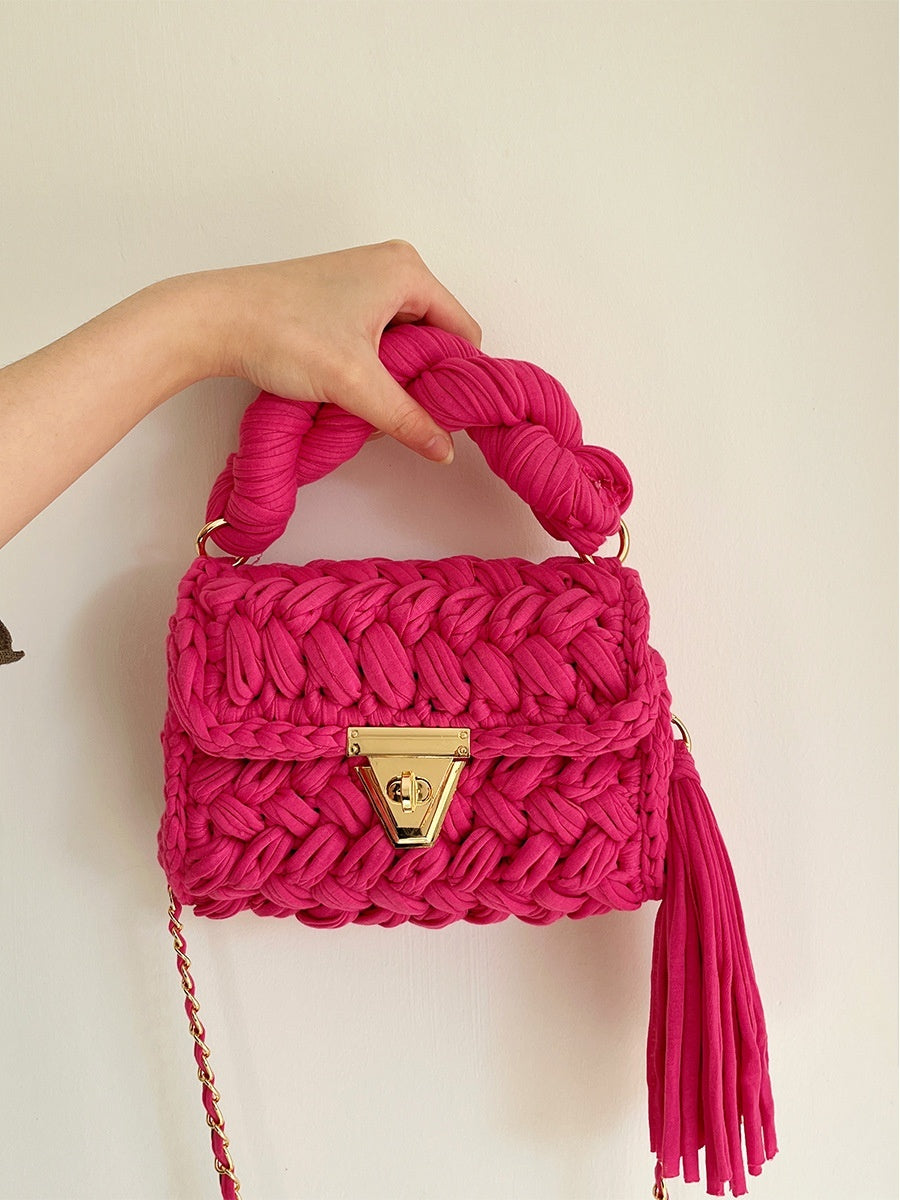Pure Handmade Rainbow Cloth Strip Bag - Eco-Friendly & Vibrant Pure Handmade Cloth Strip Bag Rainbow | Ectron Online