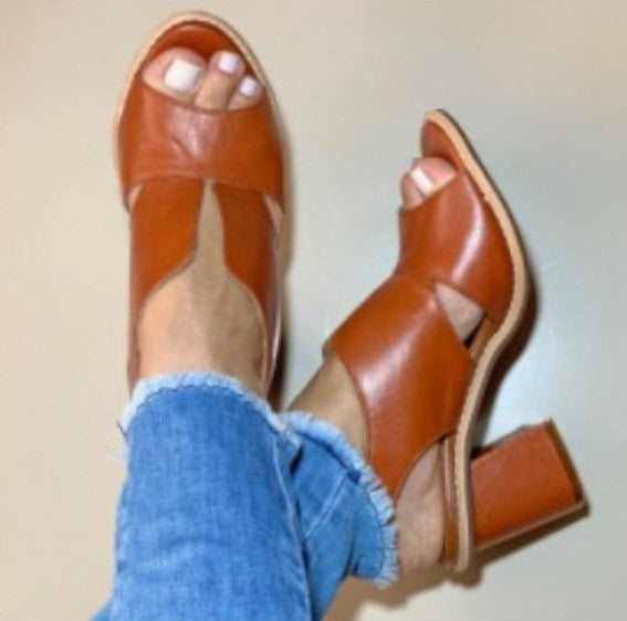 Summer Women’s Stylish Peep Toe Chunky Heel Sandals Summer Women's Stylish Peep Toe High Hee | Ectron Online