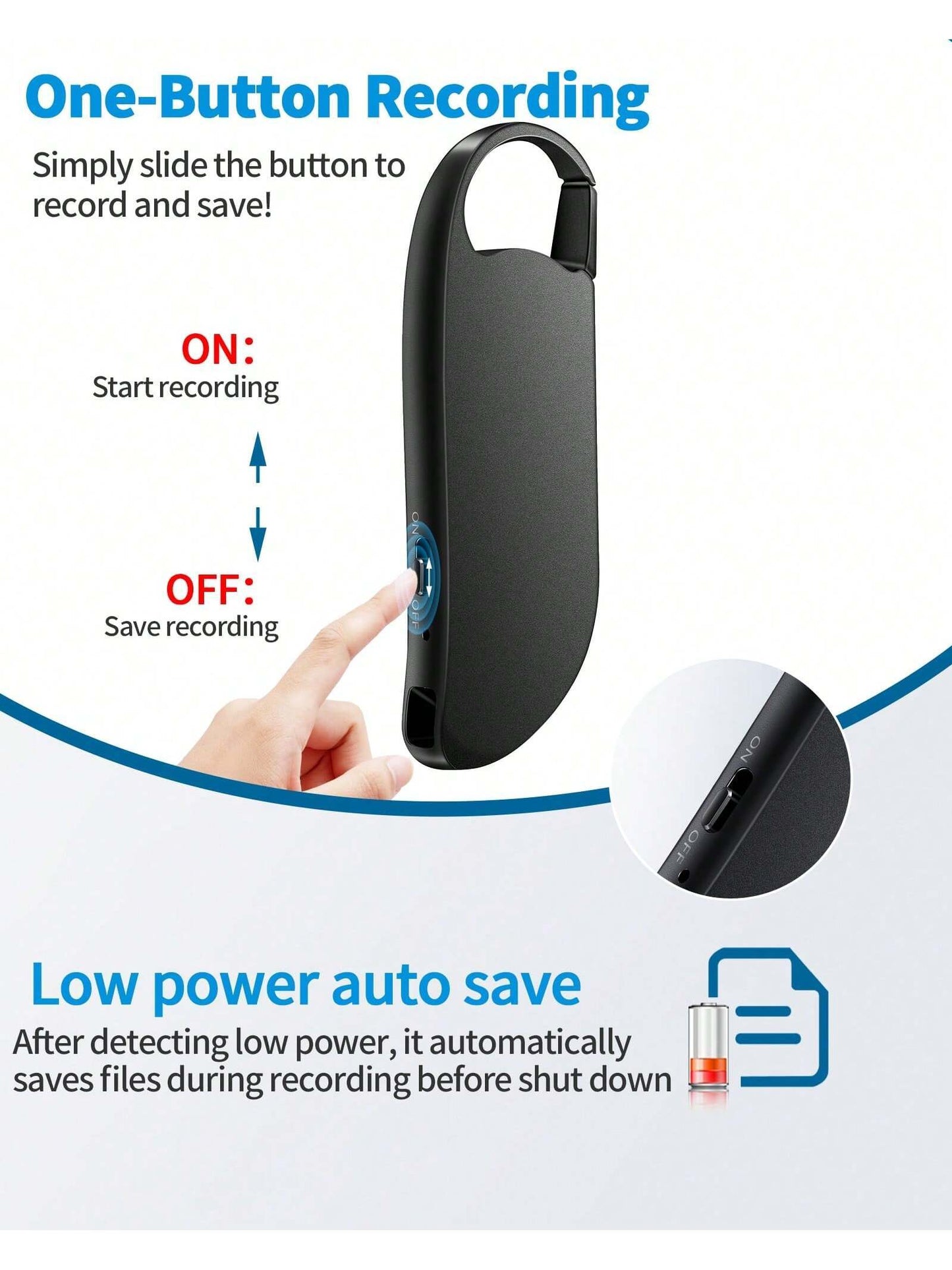 64GB Digital Voice Recorder | 900H Capacity & Noise Reduction Device