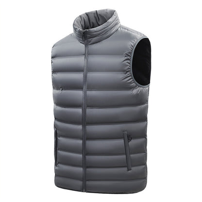 Gray puffer vest on a white background