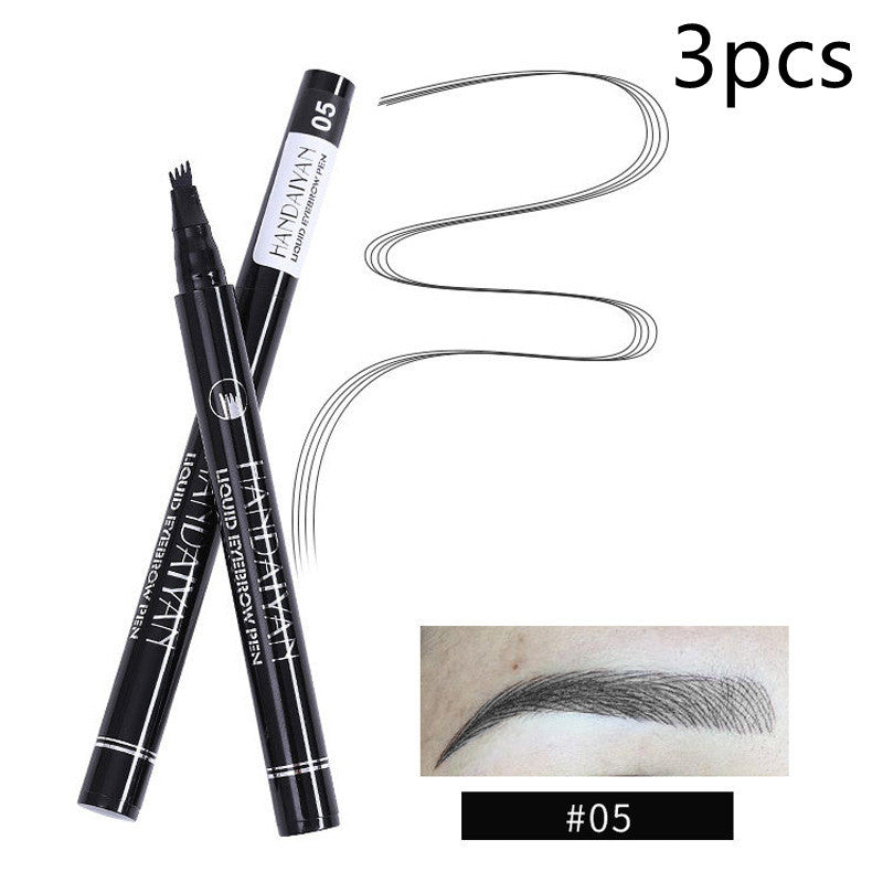 3-piece eyebrow pencil set with 2 black pens, #05 shade, fine brush tips