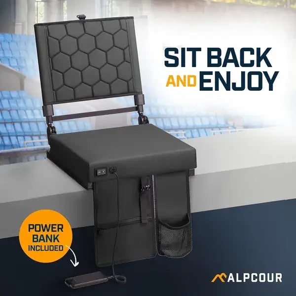 Alpcour Heated Massage Stadium Seat - Reclining Bleacher Chair Alpcour Heated Massage Reclining Stadium | Ectron Online