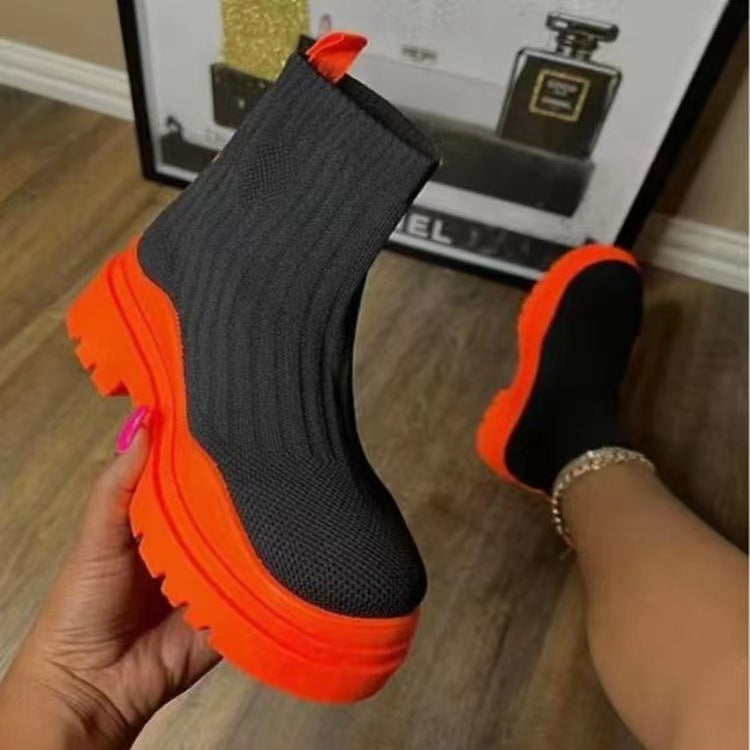 Fashion Sock Boots Platform Chunky Heels Shoes Women Fashion Sock Boots Platform Chunky Heels | Ectron Online