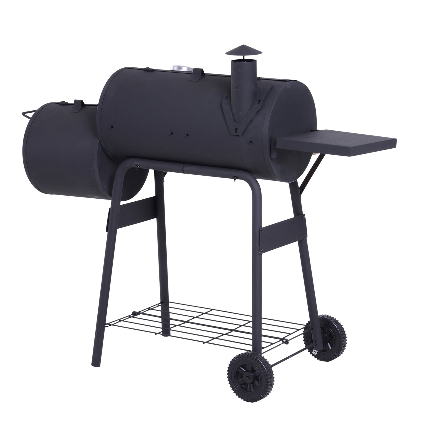 Portable Charcoal BBQ Grill with Wheels & Shelves - Outdoor Cooking